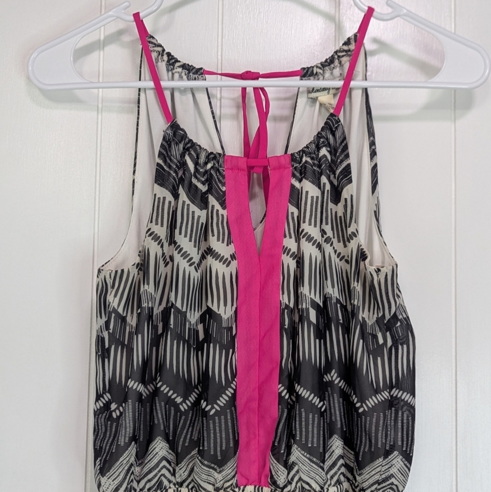 Accidentally In Love Monochrome Maxi Dress with Pink Detail - Picture 4 of 7